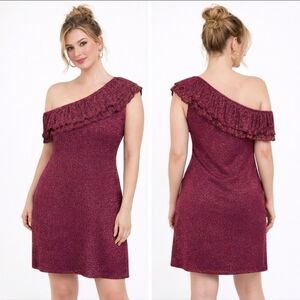 Trina Turk One Shoulder Ruffle Mayreau Dress S NEW
